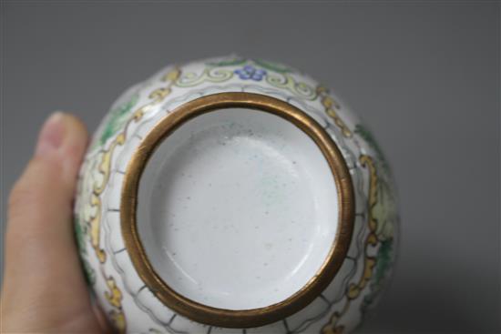 A Chinese enamelled brass vase, decorated with flowers, height 15.5cm